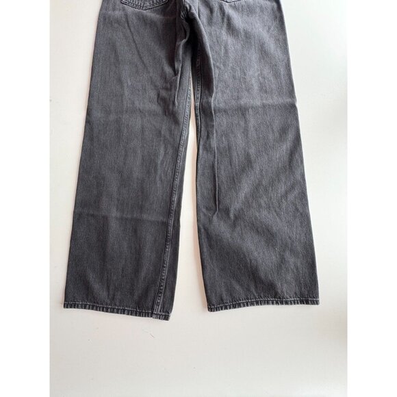 ZARA Vintage Black Denim High Rise Loose Wide Leg Ankle Jeans, Size 6/28 - Picture 8 of 11